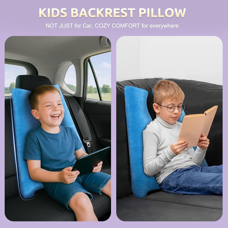 FAIORD Car Pillow for Kids, Travel Pillow with Adjustable Strap, Kids Floor Pillows Cushions for Adults and Children to Support Head and Body Road Trip Essentials (Blue) - Image 5
